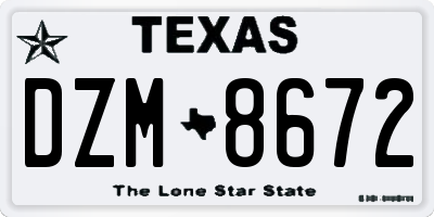 TX license plate DZM8672