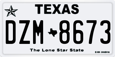 TX license plate DZM8673