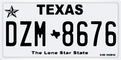 TX license plate DZM8676