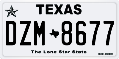TX license plate DZM8677