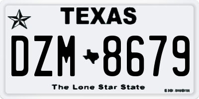 TX license plate DZM8679