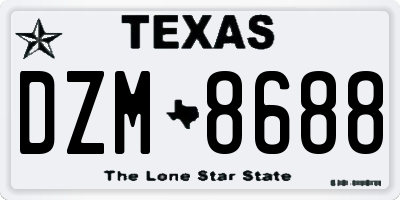 TX license plate DZM8688
