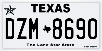 TX license plate DZM8690