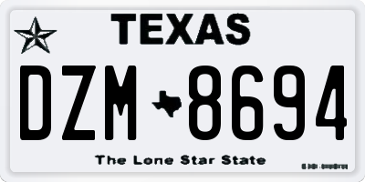 TX license plate DZM8694