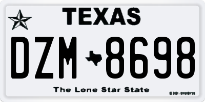 TX license plate DZM8698