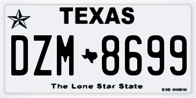 TX license plate DZM8699