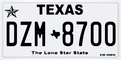 TX license plate DZM8700