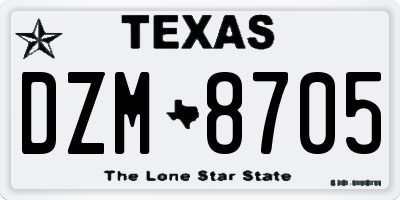 TX license plate DZM8705