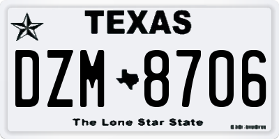 TX license plate DZM8706