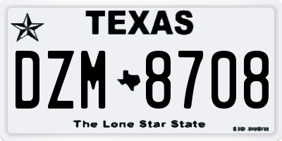 TX license plate DZM8708
