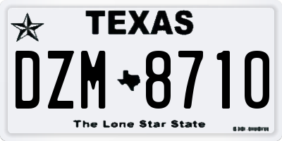TX license plate DZM8710