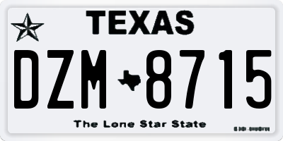 TX license plate DZM8715