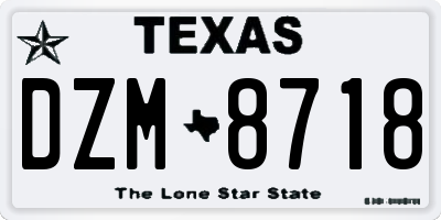 TX license plate DZM8718