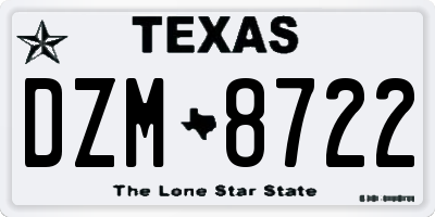 TX license plate DZM8722