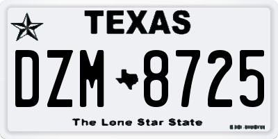 TX license plate DZM8725