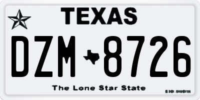 TX license plate DZM8726