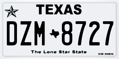 TX license plate DZM8727