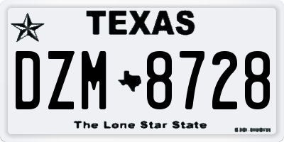 TX license plate DZM8728
