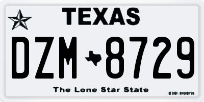 TX license plate DZM8729