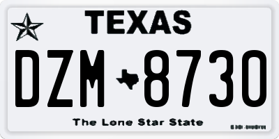 TX license plate DZM8730
