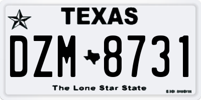 TX license plate DZM8731