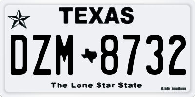 TX license plate DZM8732