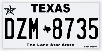 TX license plate DZM8735