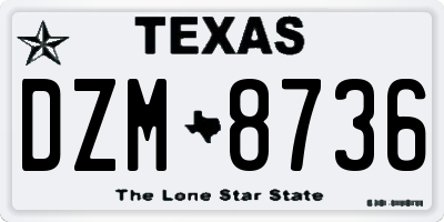TX license plate DZM8736