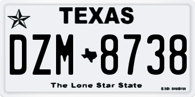 TX license plate DZM8738