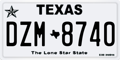 TX license plate DZM8740