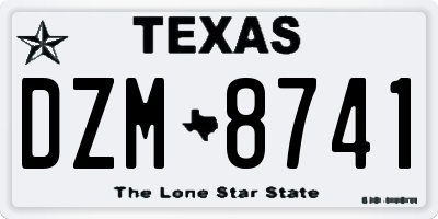 TX license plate DZM8741