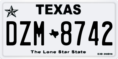TX license plate DZM8742