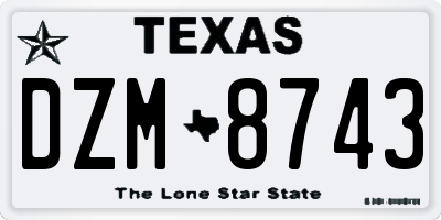 TX license plate DZM8743