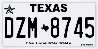 TX license plate DZM8745