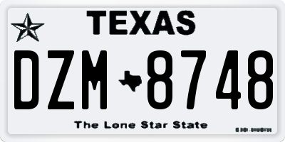 TX license plate DZM8748