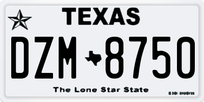TX license plate DZM8750