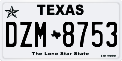 TX license plate DZM8753