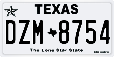 TX license plate DZM8754