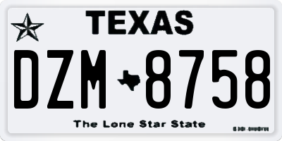 TX license plate DZM8758
