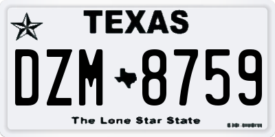 TX license plate DZM8759
