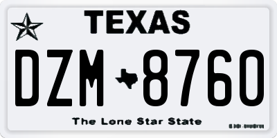 TX license plate DZM8760