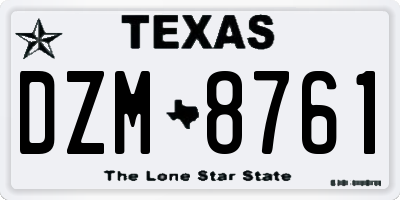 TX license plate DZM8761