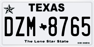 TX license plate DZM8765