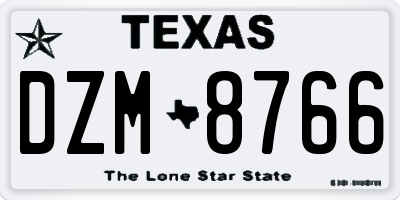 TX license plate DZM8766