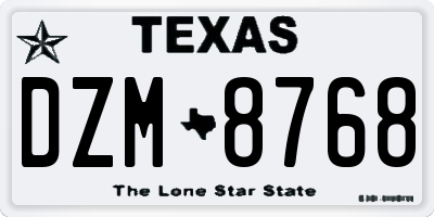 TX license plate DZM8768
