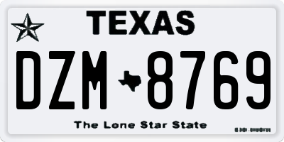 TX license plate DZM8769