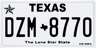 TX license plate DZM8770