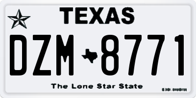 TX license plate DZM8771