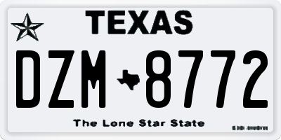 TX license plate DZM8772
