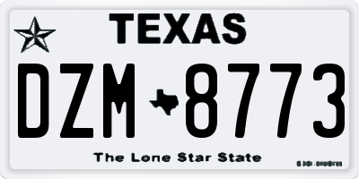 TX license plate DZM8773